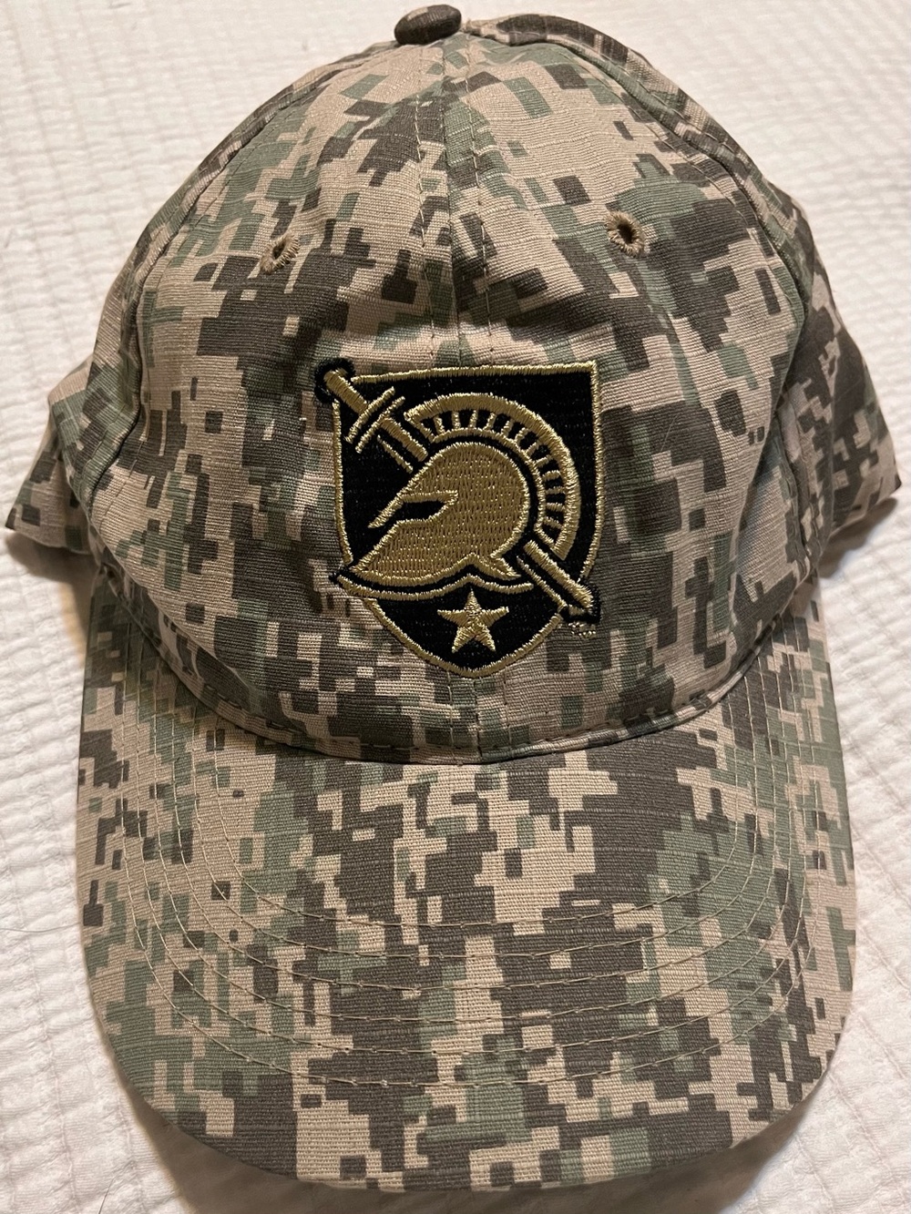 Camouflage Digital Camo Baseball Cap with Embroidered Spartan Patch